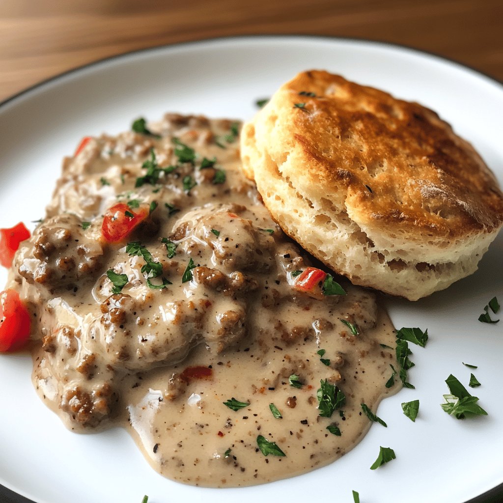 Simple Sausage Gravy and Biscuits