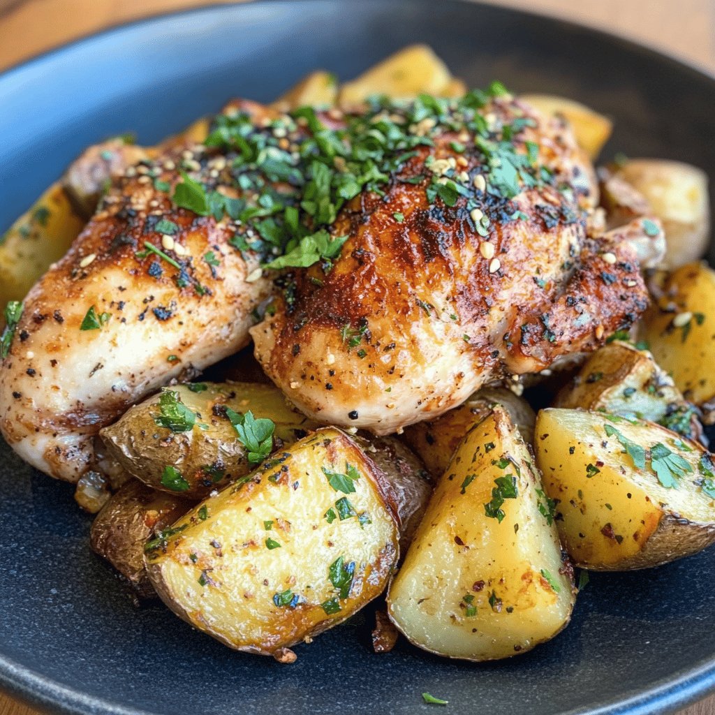 Poulet rôti et pommes de terre