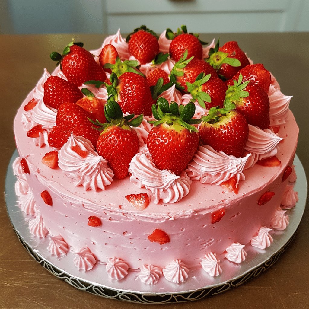 Delicious Homemade Strawberry Cake