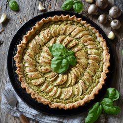 Tarte soleil au pesto et pignons