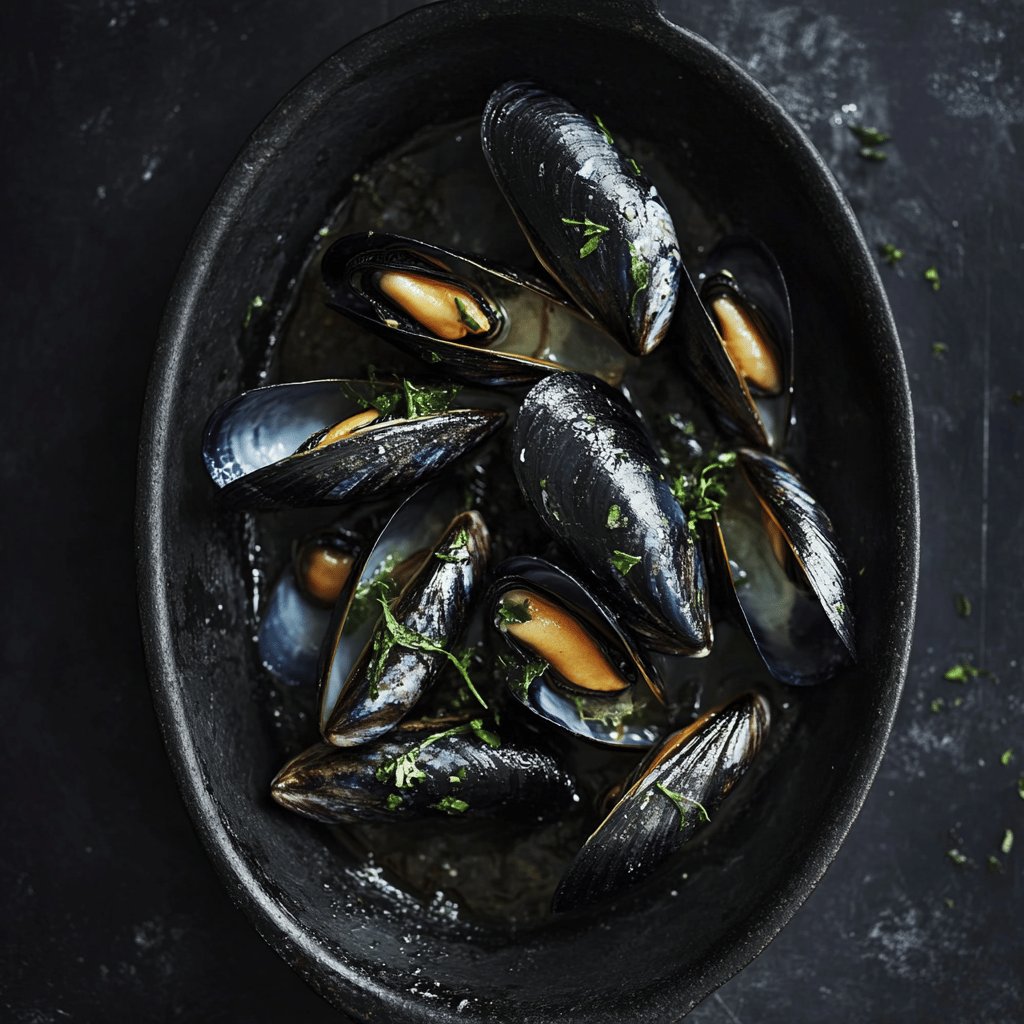 Moules marinières persillées