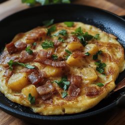 Omelette aux pommes de terre et lardons