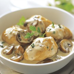 Poulet à la crème et champignons