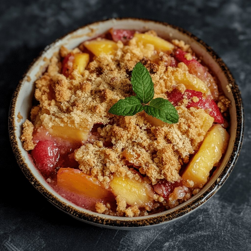 Crumble aux pêches gourmand