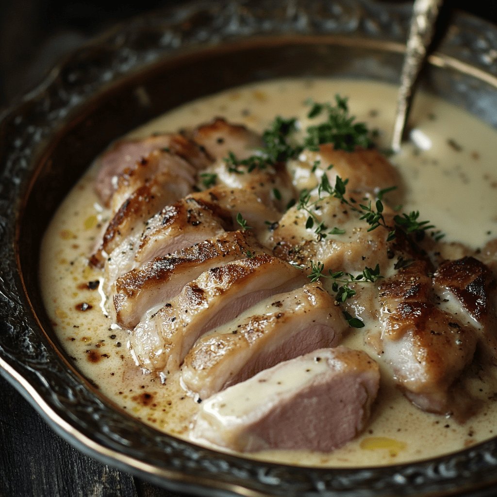 Joues de porc à la crème et moutarde