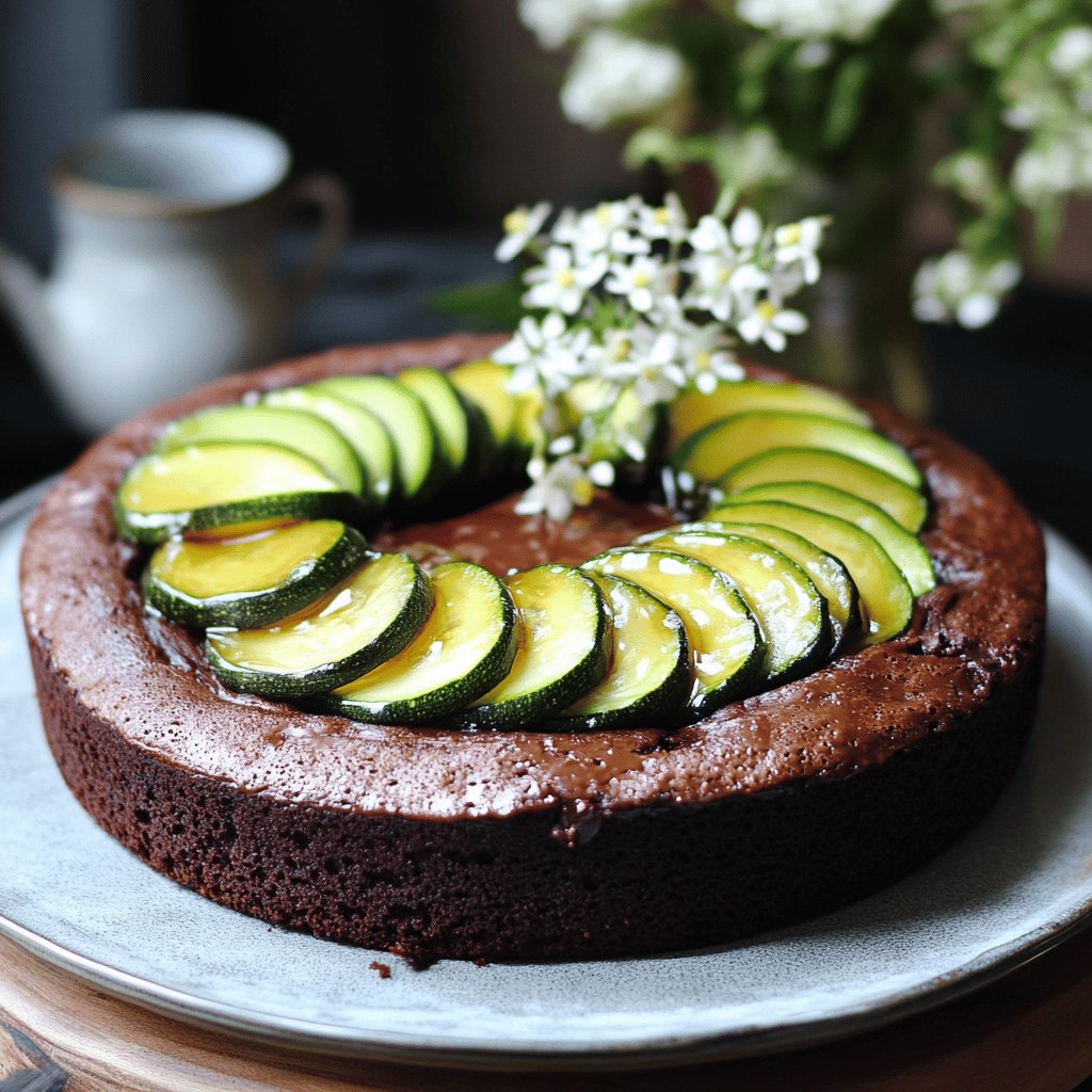 Gâteau chocolat courgettes et miel