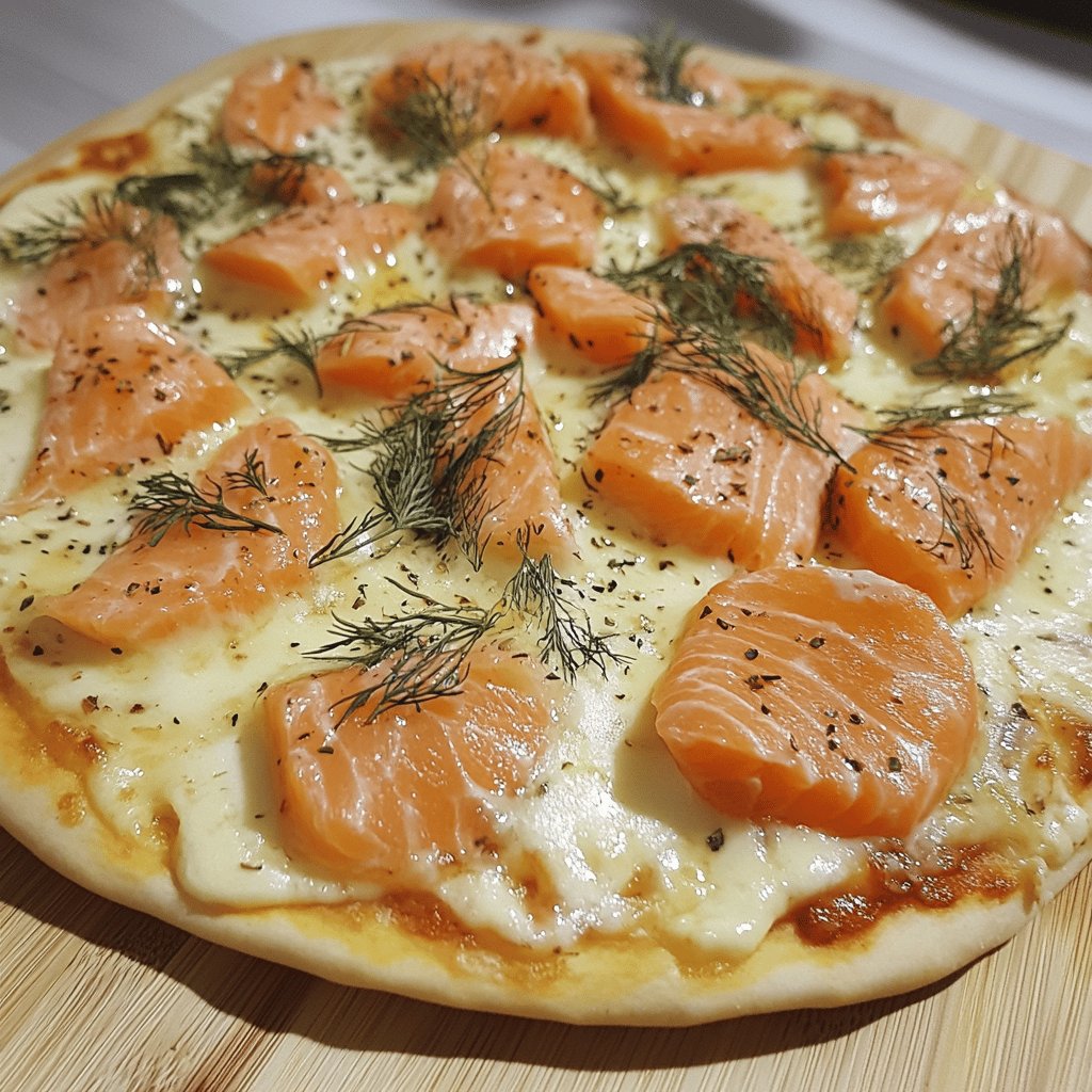 Pizza au saumon délicieuse