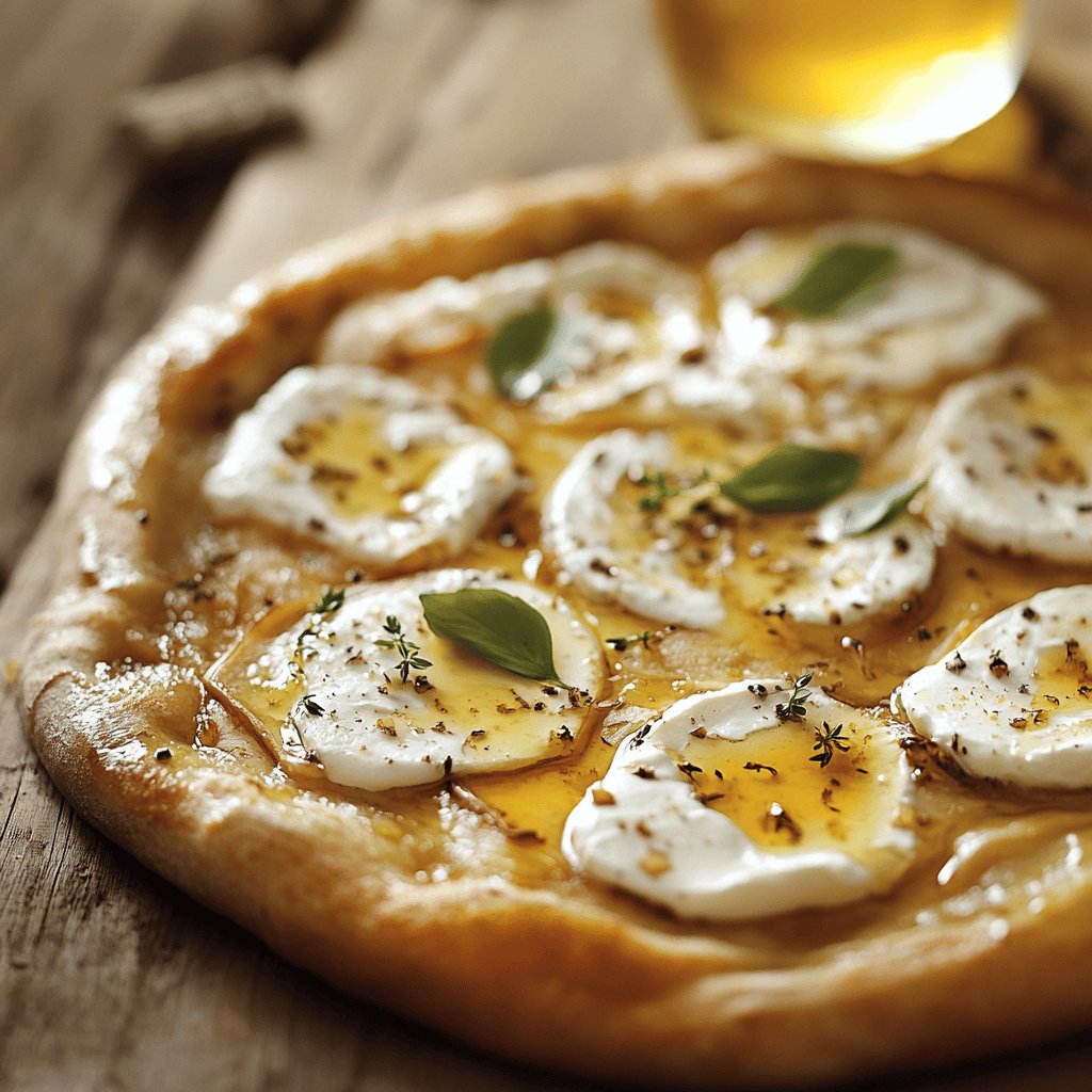 Pizza chèvre miel et crème fraîche