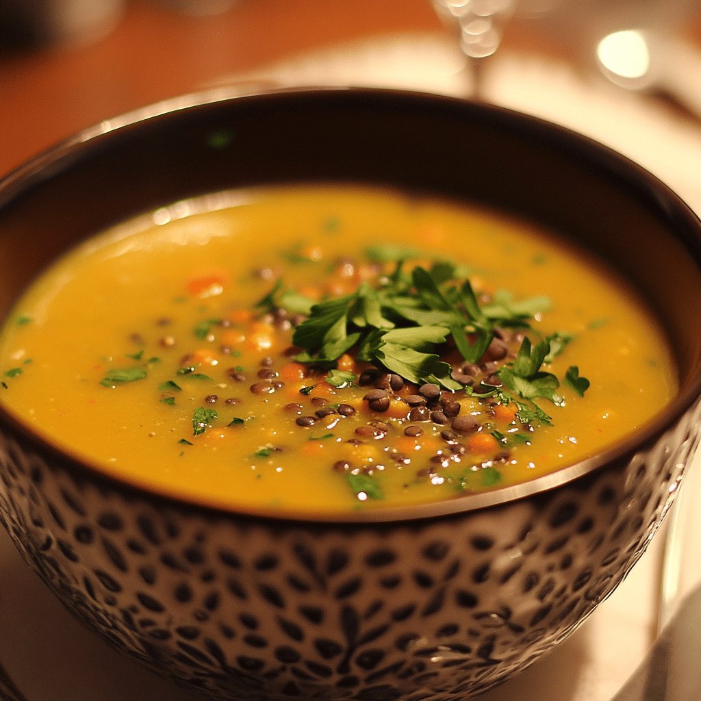 Soupe de lentilles corail et coco