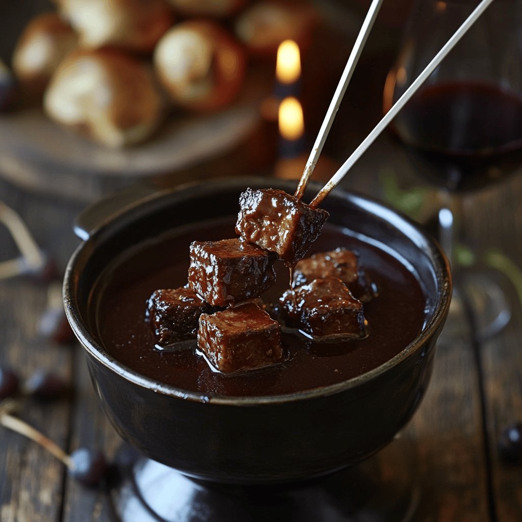 Fondue vigneronne au vin rouge