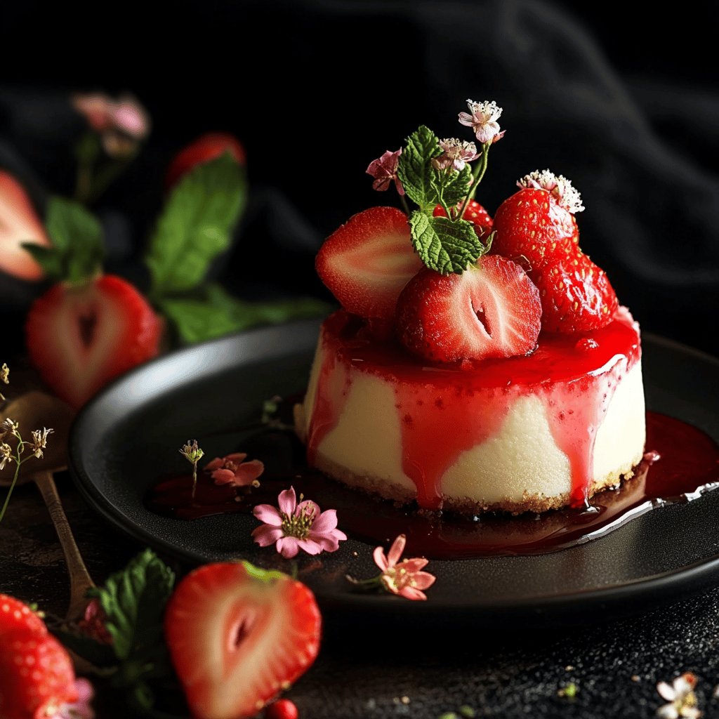 Bavarois aux fraises sur génoise