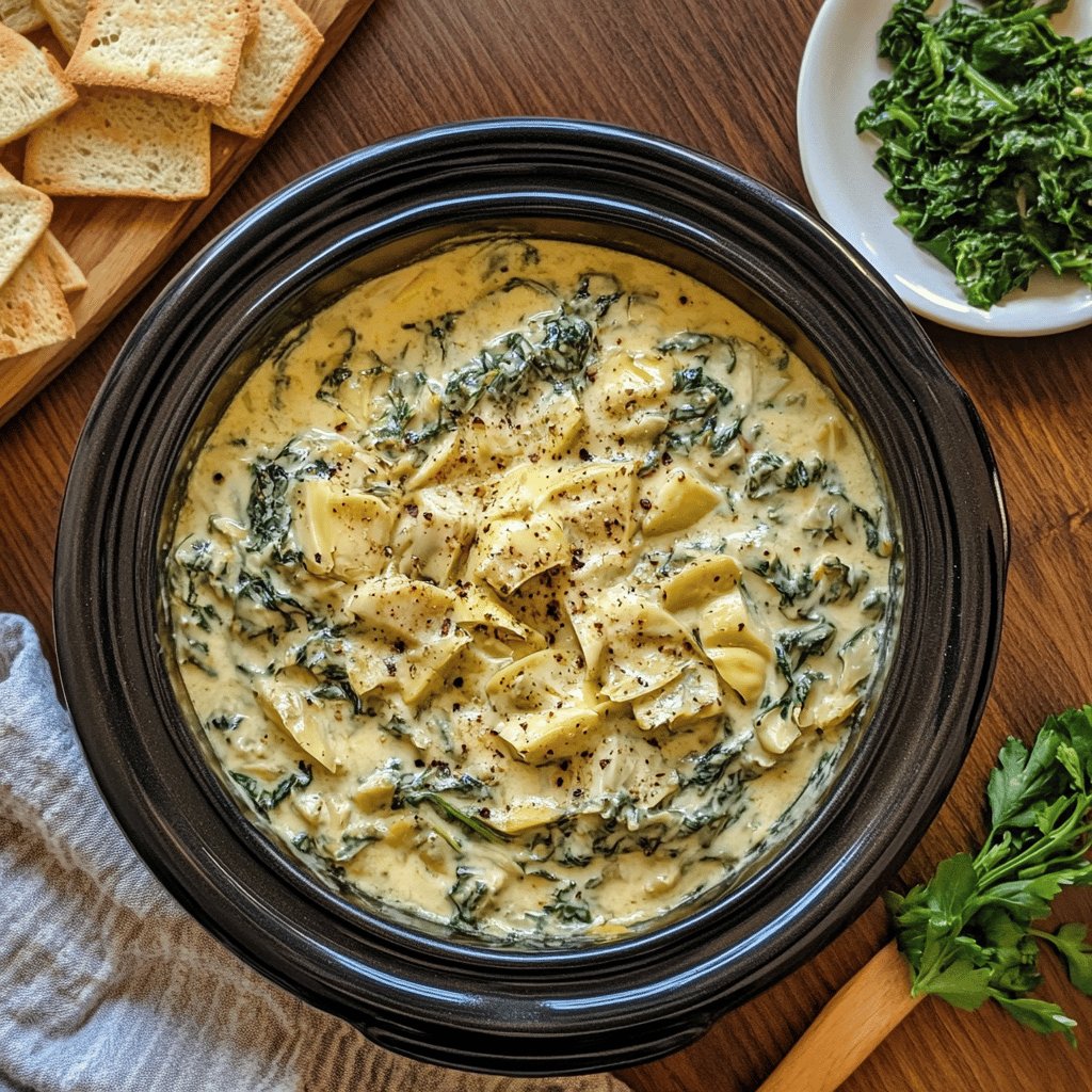 Slow Cooker Spinach Artichoke Dip