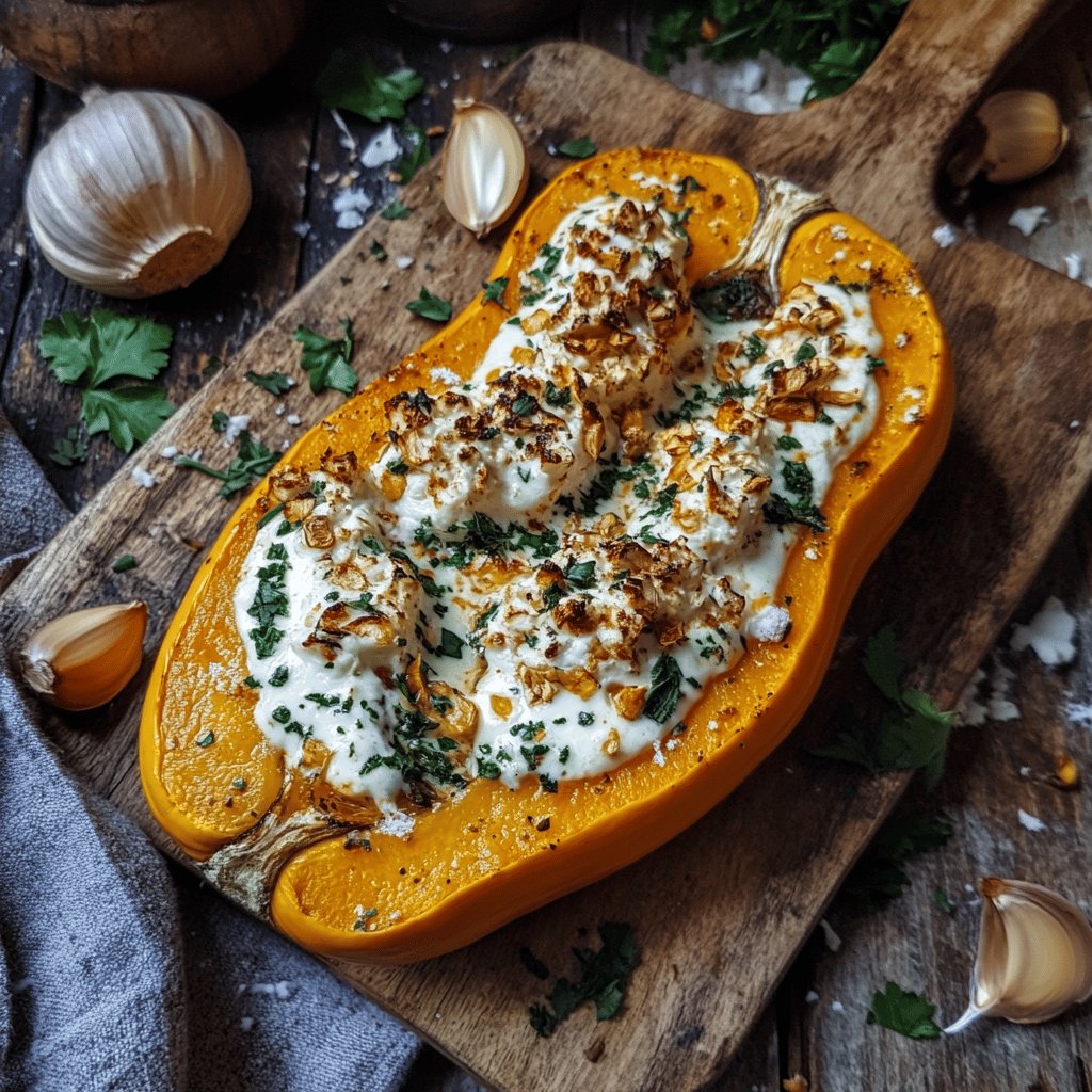 Courge butternut farcie au chèvre