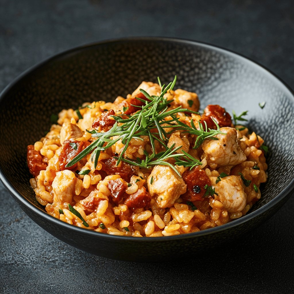 Risotto au poulet et chorizo