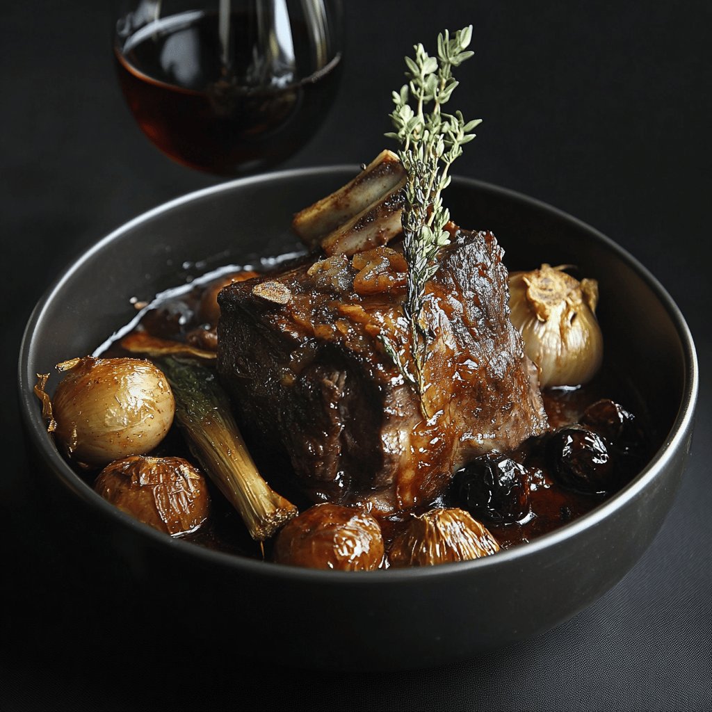 Jarret de boeuf au vin rouge