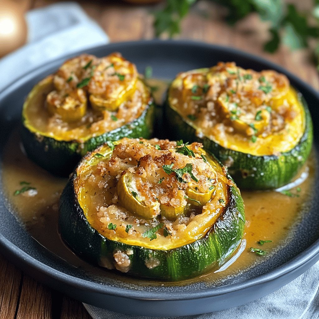 Courgettes rondes farcies au thon