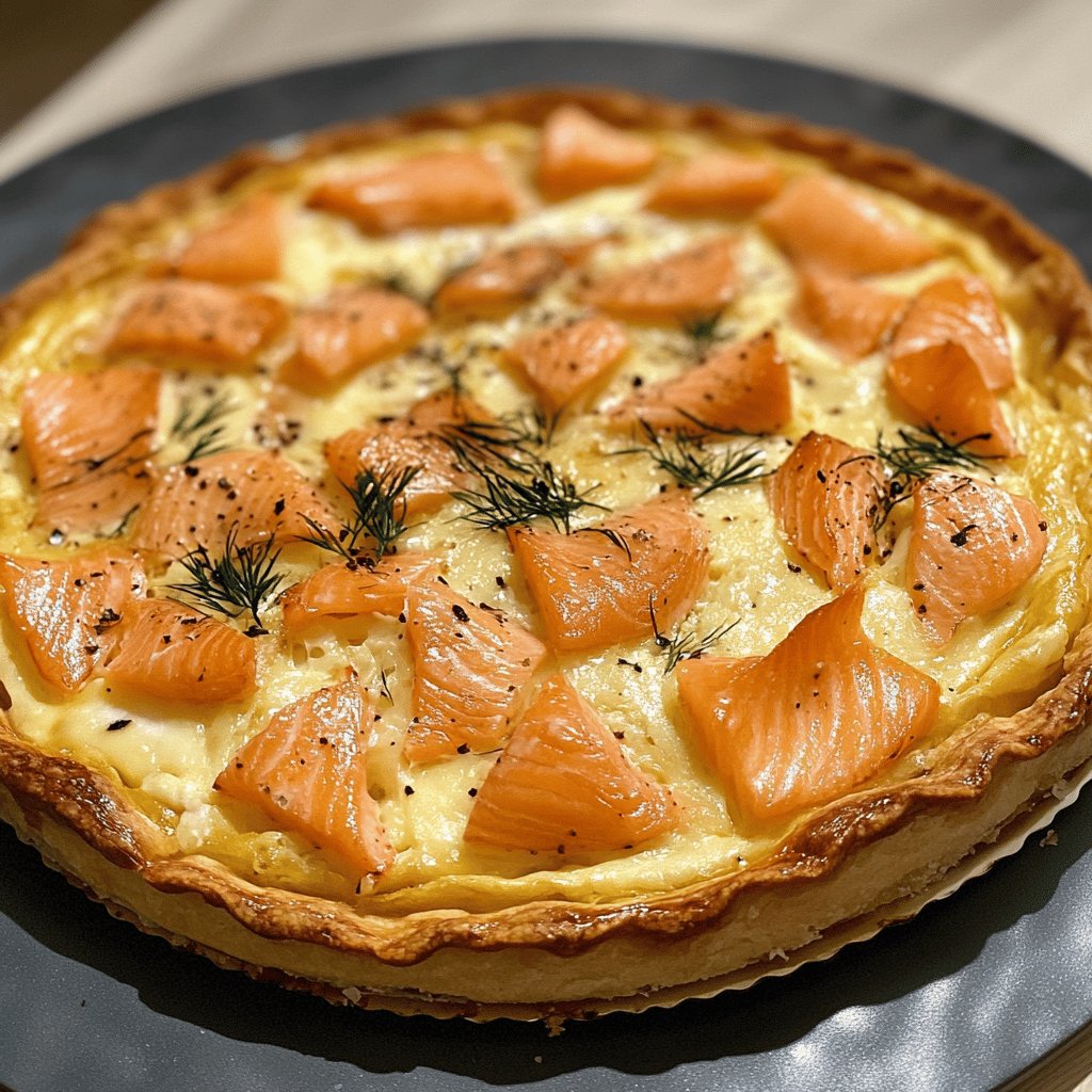 Tarte aux poireaux et saumon