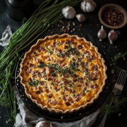 Quiche aux oignons et lardons fumés