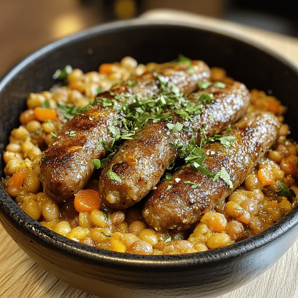 Saucisses Lentilles à la Cocotte