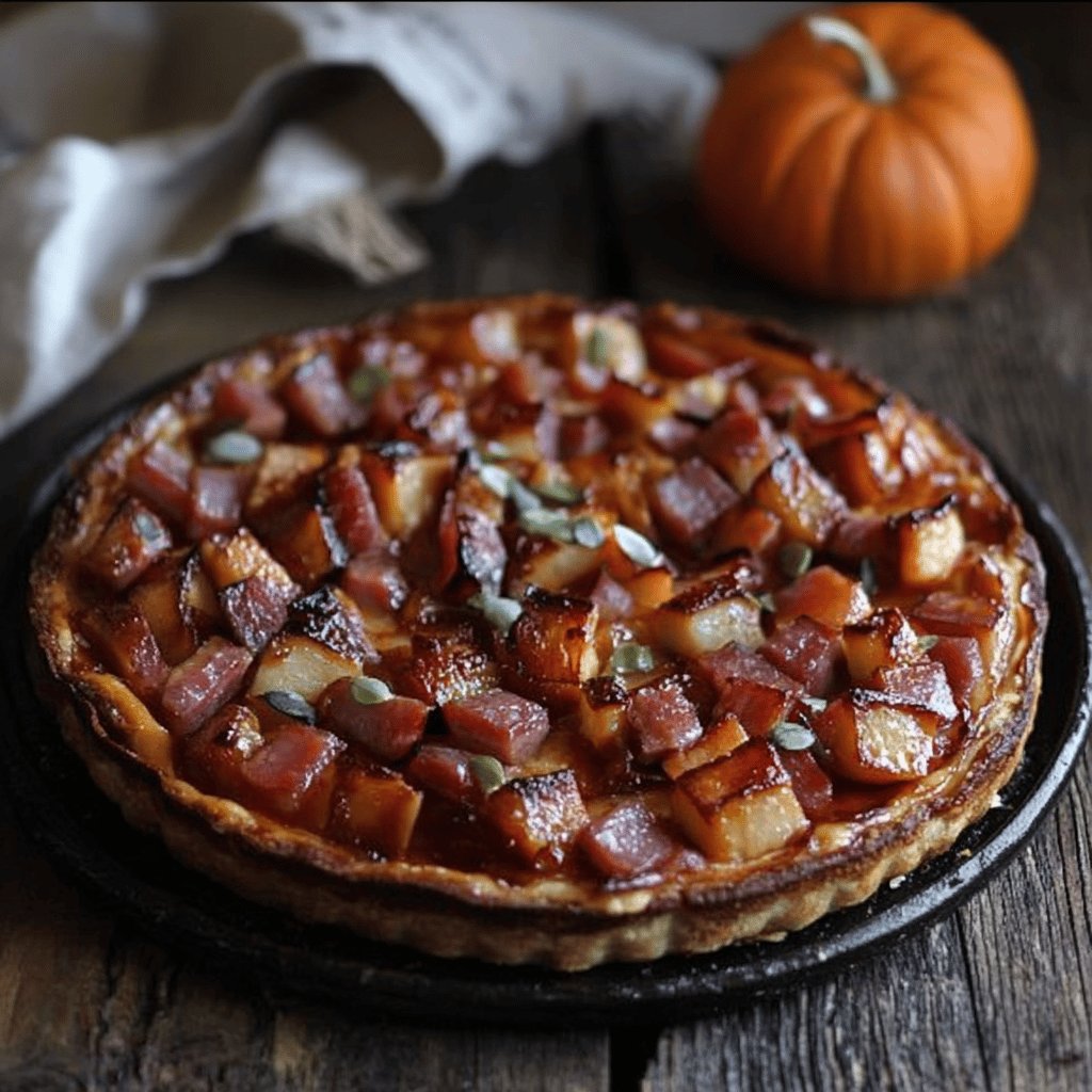 Tarte de potimarron et lardons