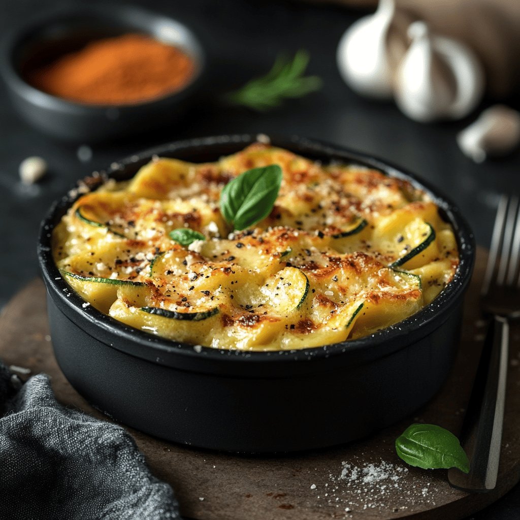 Gratin de ravioles aux courgettes