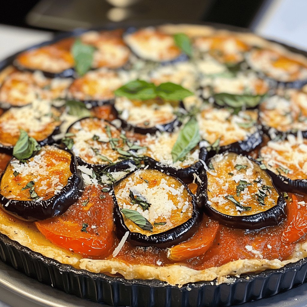 Tarte aubergines, tomates et parmesan