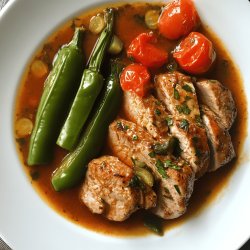 Langue de porc sauce tomate et cornichons