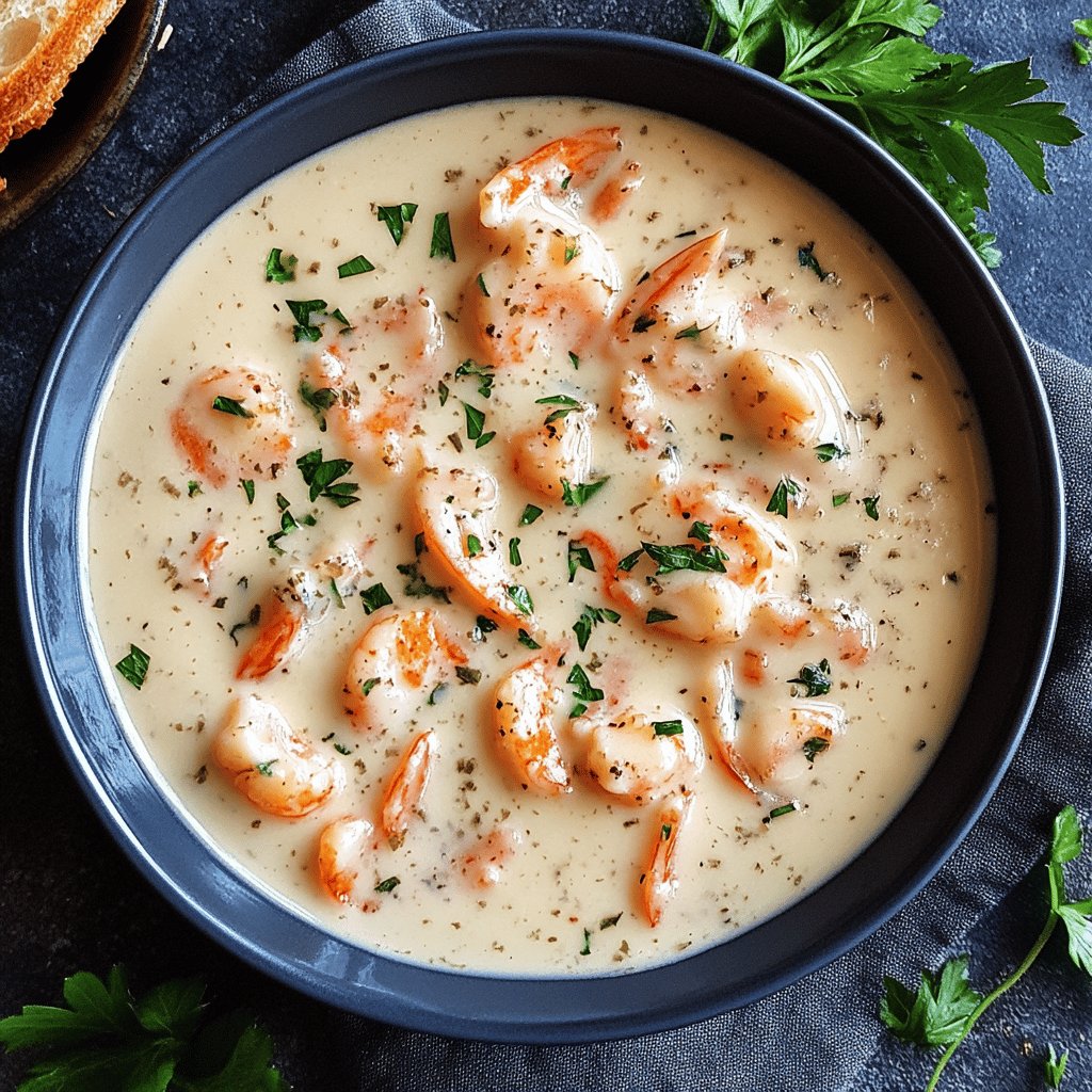 Pâtes aux crevettes à la crème