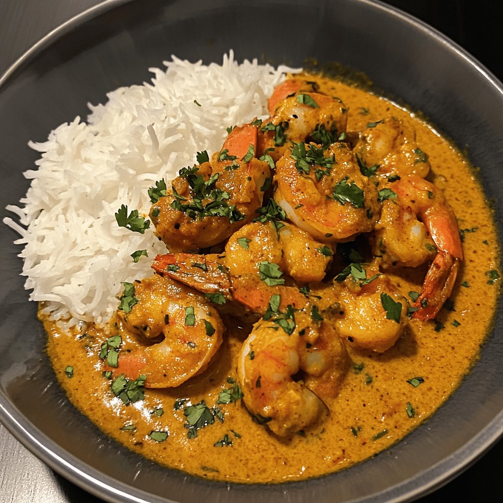 Crevettes au curry rapide