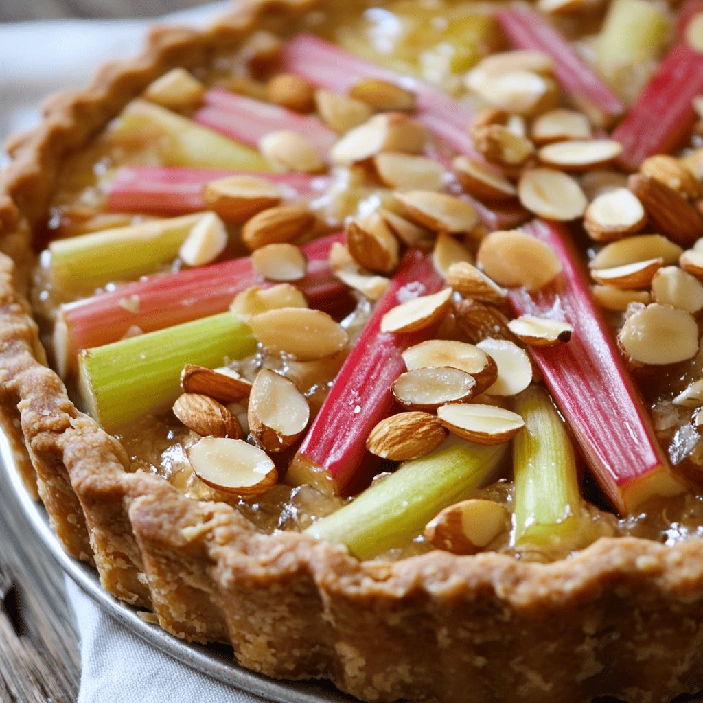 Tarte à la rhubarbe et amandes