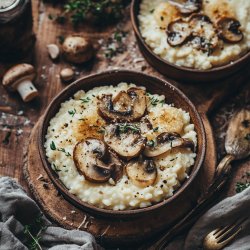 Risotto à la dinde et champignons