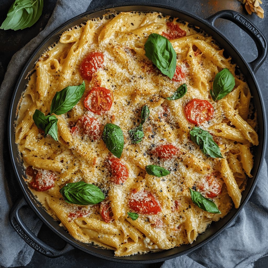 Creamy Pasta Bake with Tomatoes & Basil