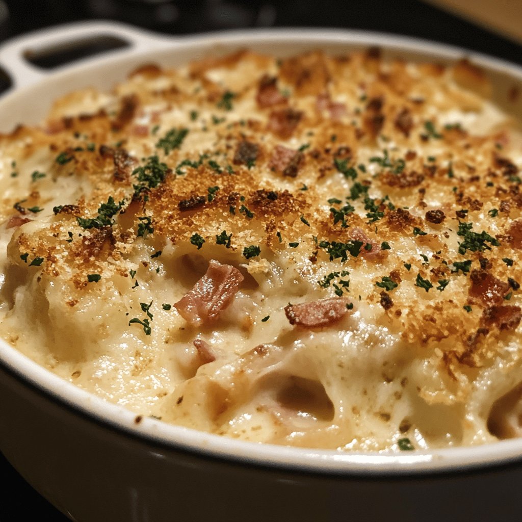 Gratin de coulemelles aux lardons