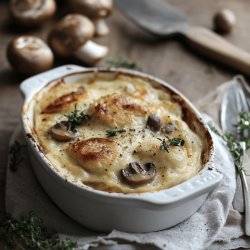 Poularde farcie rôtie aux champignons