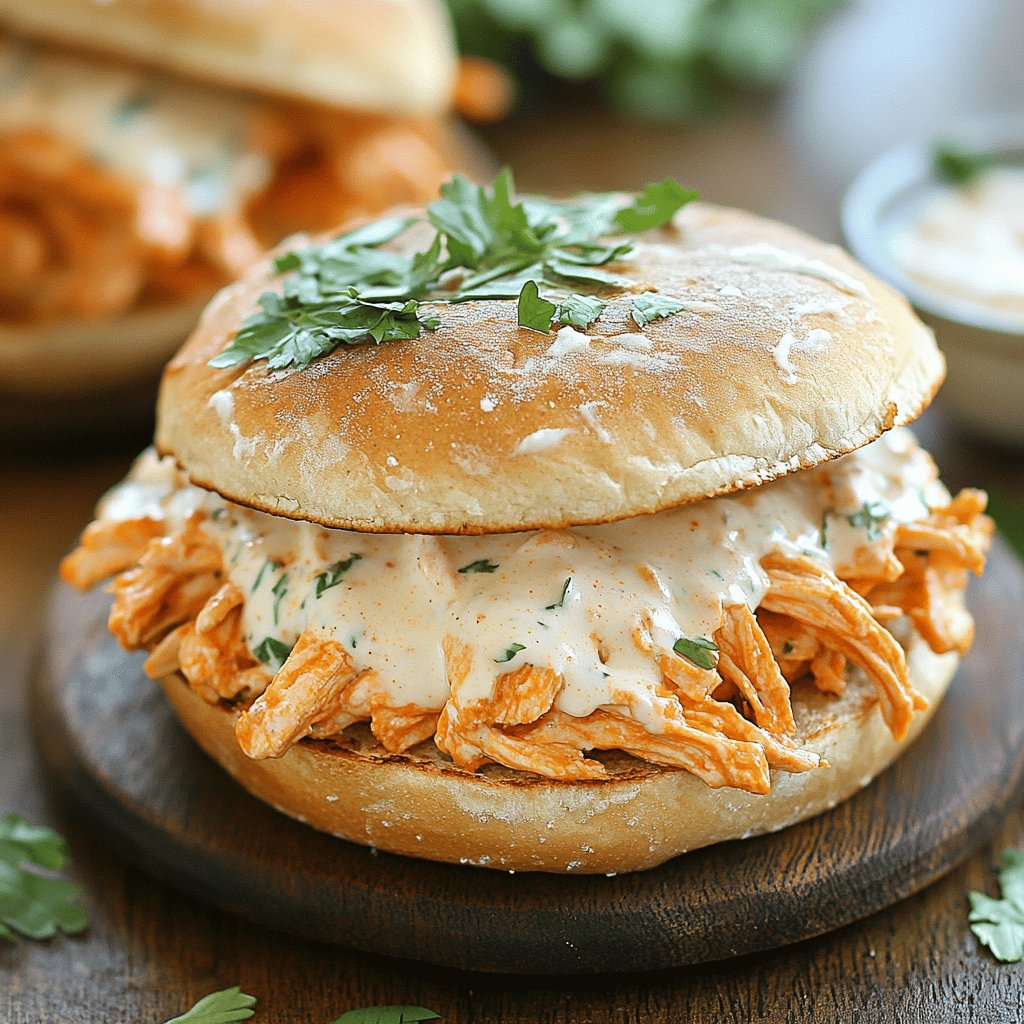 Slow Cooker Buffalo Chicken Sandwiches