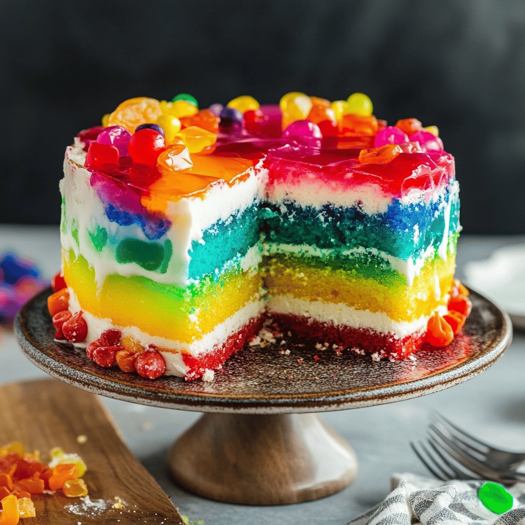 Colorful Jello Poke Cake