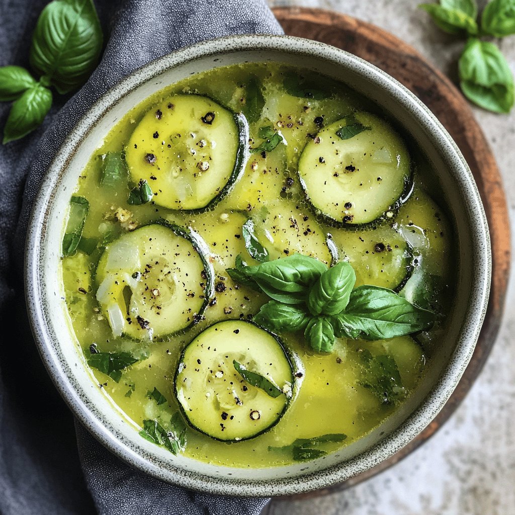 Soupe froide courgettes et basilic