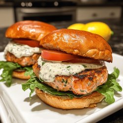 Salmon Burgers with Lemon Basil Mayo