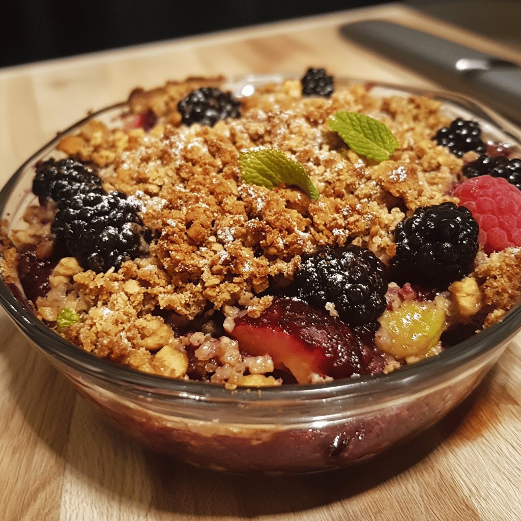 Crumble aux fruits rouges pistaché