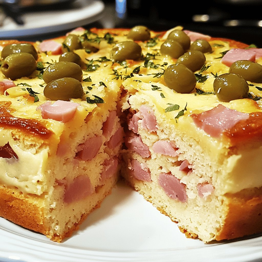Cake aux olives et jambon