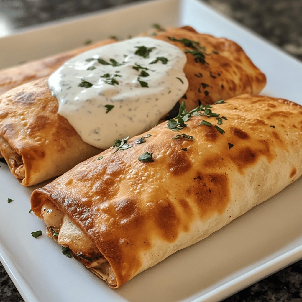 Chicken Chimichangas with Sour Cream Sauce