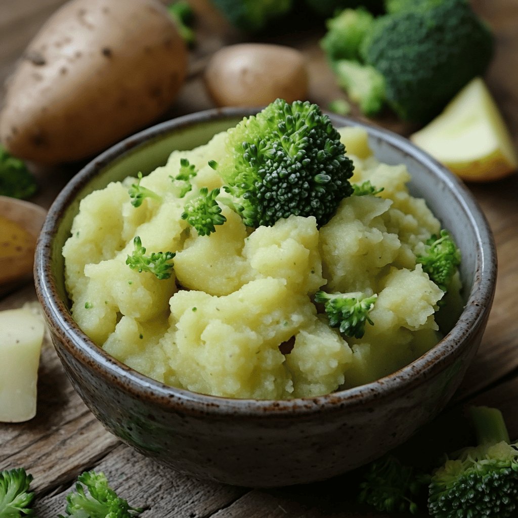 Purée de pommes de terre et brocolis