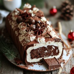 Bûche de Noël chocolat et crème pâtissière