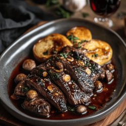 Bavette à l'échalote au vin rouge