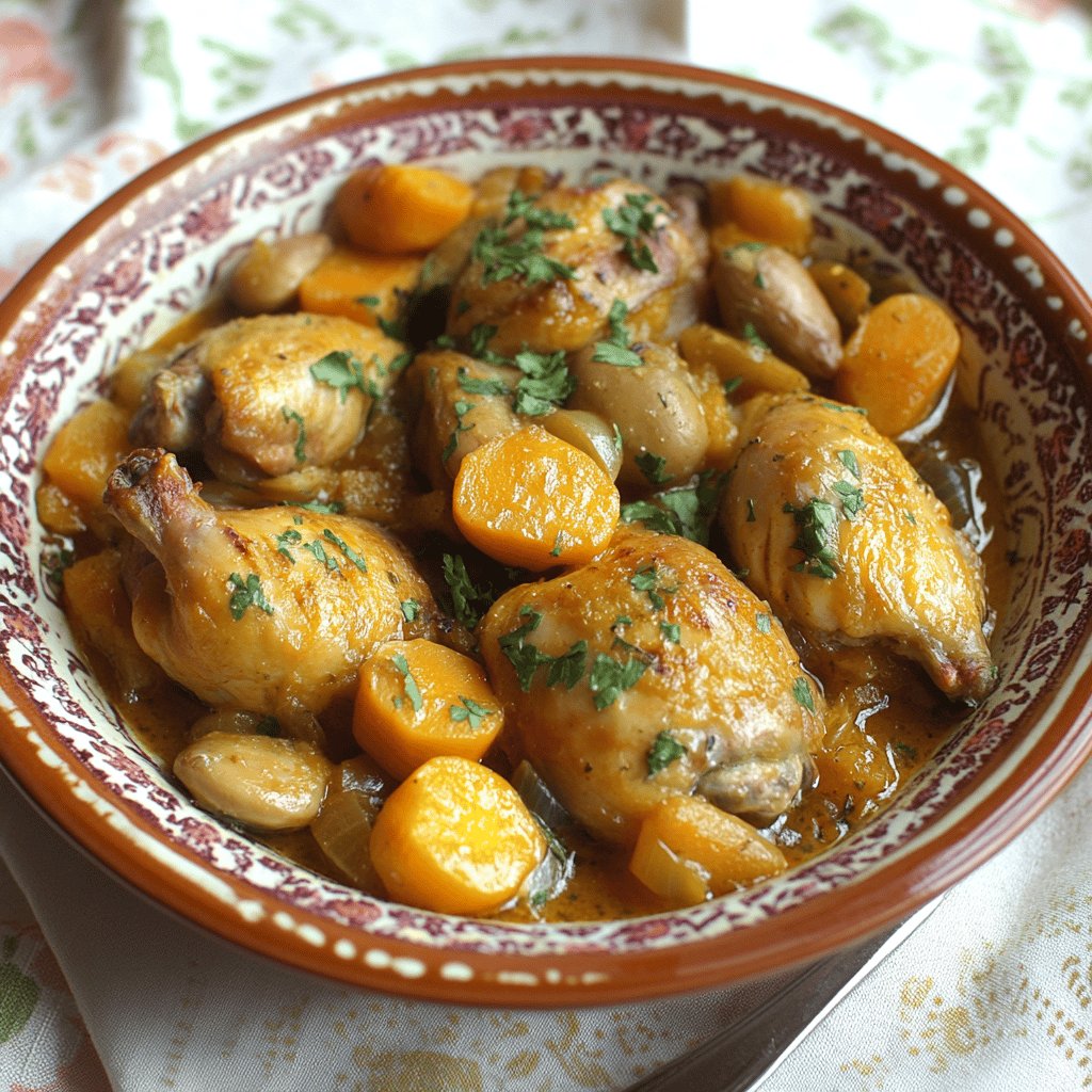 Tajine de poulet aux abricots