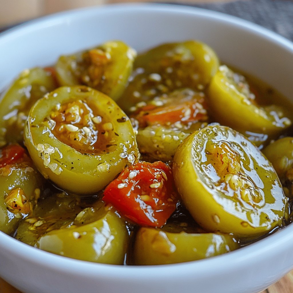 Tomates vertes marinées au vinaigre