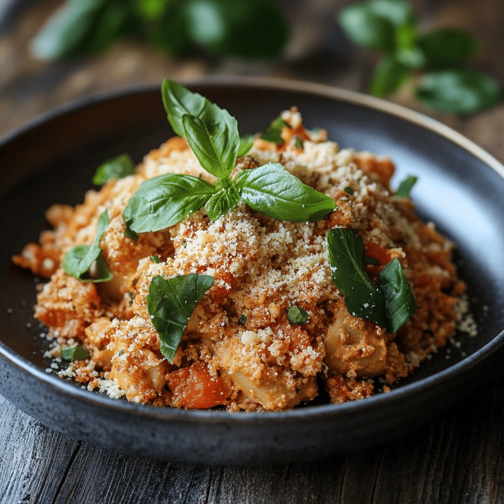 Cabillaud au crumble chorizo-parmesan