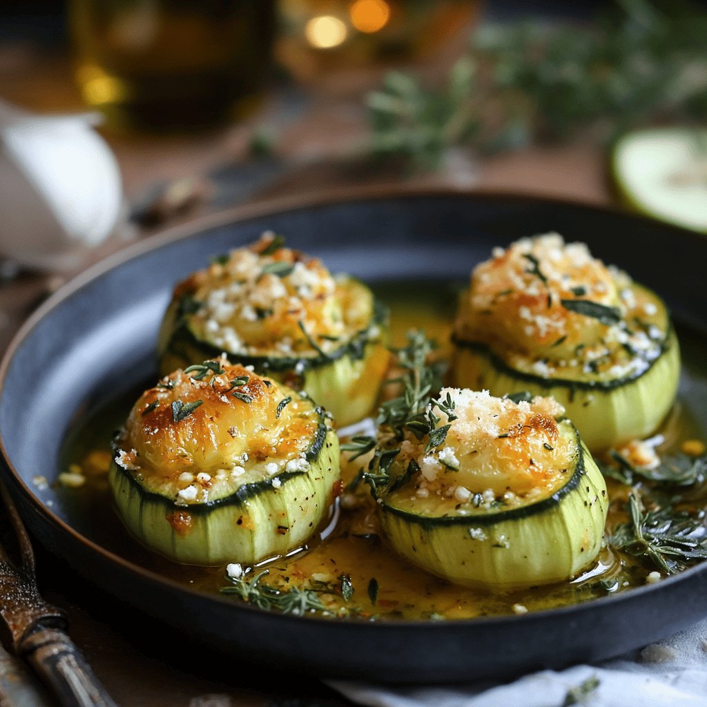 Courgettes rondes farcies au chèvre