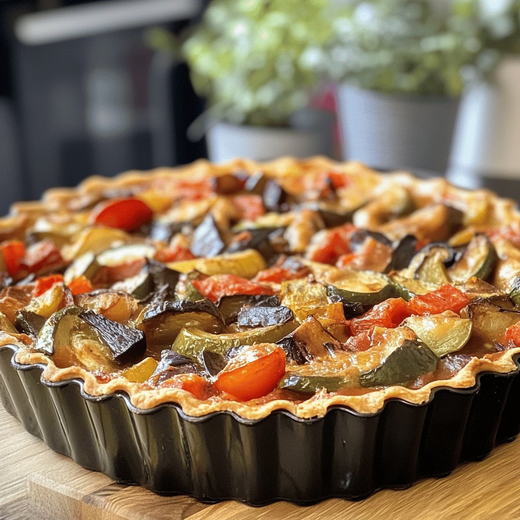 Tarte à la ratatouille et pignons