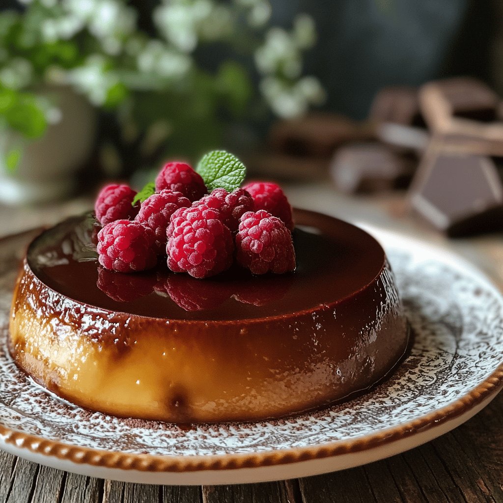 Flan au chocolat délicieux